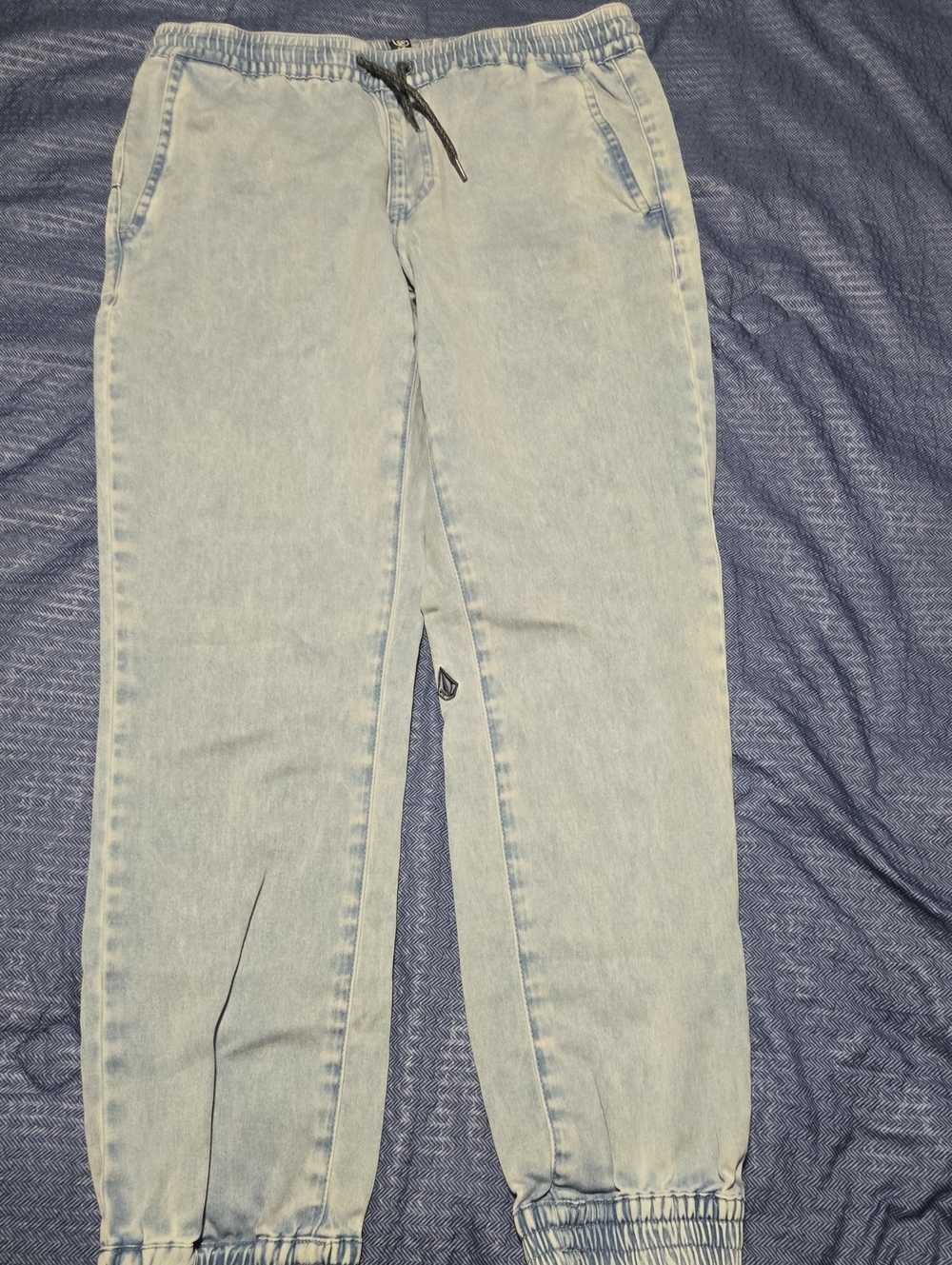 Volcom Light Wash Denim Jogger Pants with Drawstring